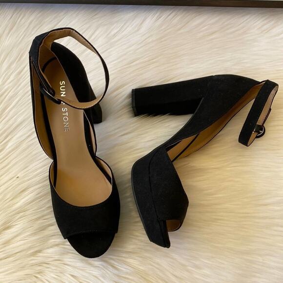 Block-Heel Platform Sun Stone Reeta Sandal Black 9.5 NEW!! - Picture 3 of 13